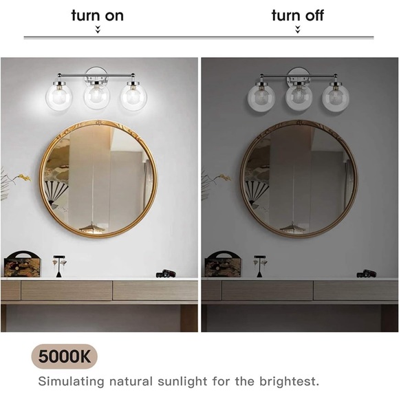 Bathroom Light Fixtures Vanity Light:OOWOLF 11W 5000K 3 Light Globe Bathroom - Picture 2 of 6